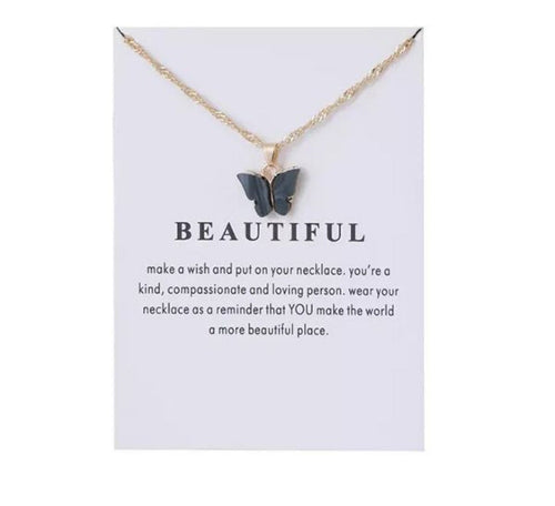 Black Butterfly Pendant Necklace